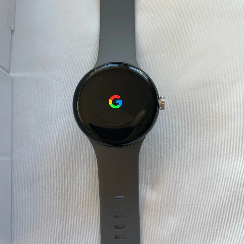Android Google Pixel Watch Wifi Fitbit with Large and Small Charcoal Bands EUC